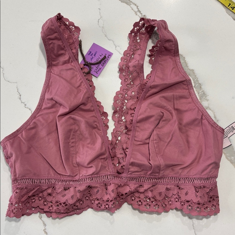 Victoria’s Secret Body by Victoria Women’s Pink Lace Bralette Bra Medium Lounge - Picture 16 of 16